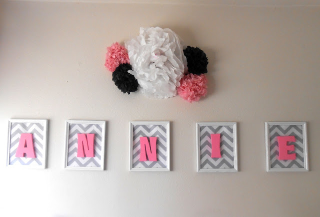 How to Make your child’s room POP, by putting wooden letters in picture frames. Baby Name Wall Art