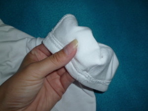 sweatshield under arm flipped up