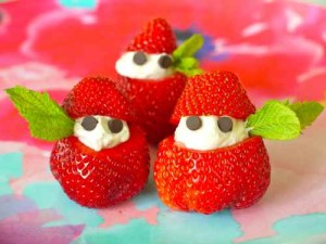 Cutest Fruit Snack idea – Stuffed Strawberry “elves”