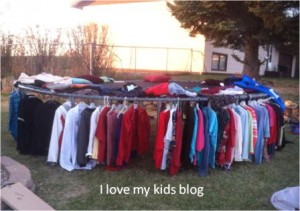How to hang clothes at a yard sale use a trampoline.jpg